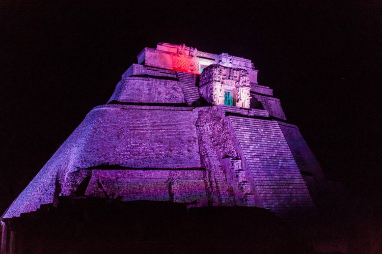 Sound and light show in Uxmal, Mexico